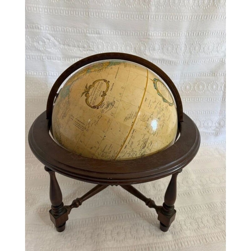 Vintage Replogle 12 Inch World Classic Globe Wood Stand USSR Era MCM Decor
